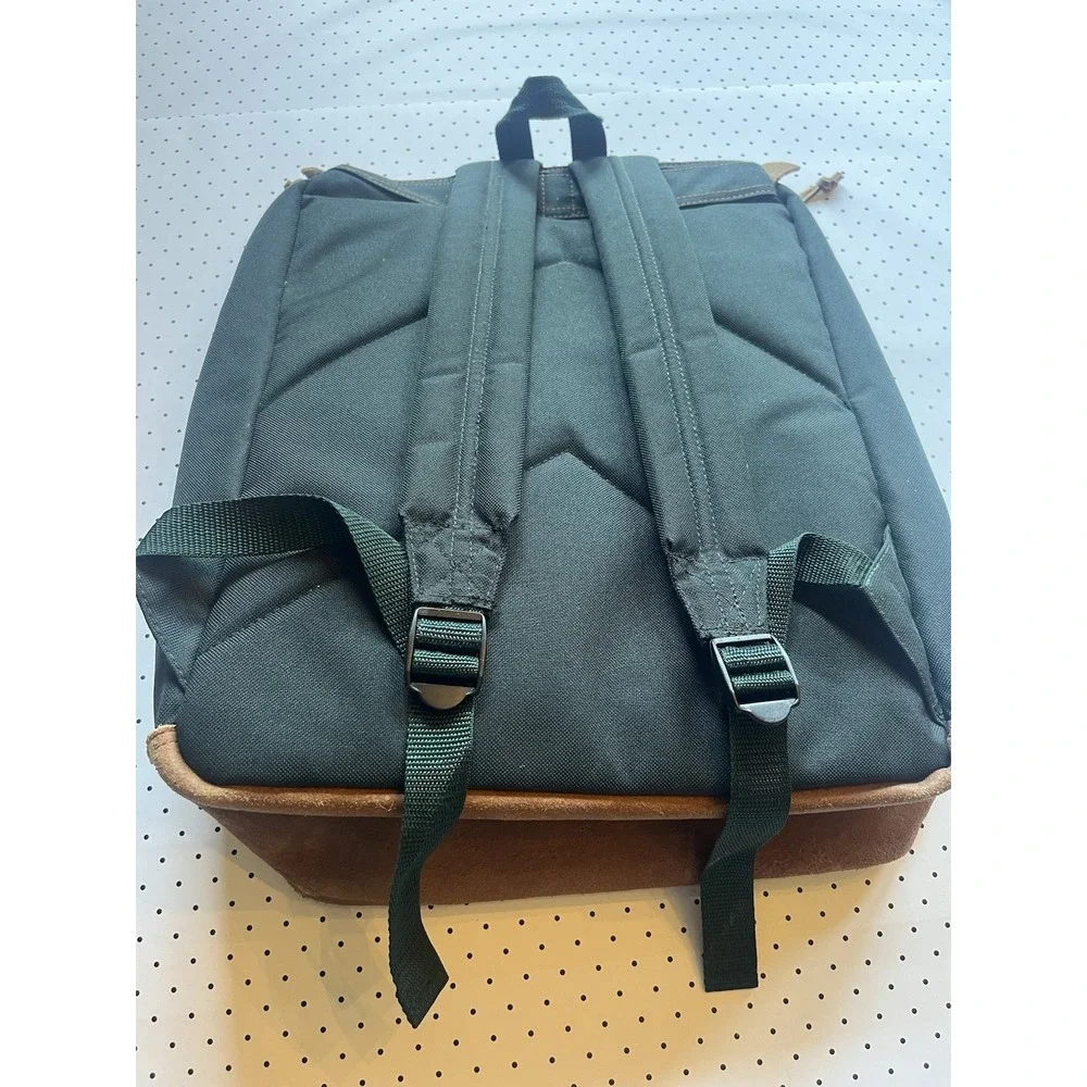Vintage CampusPak Backpack Black Canvas Brown Leather Trim Laptop School Bag 90s